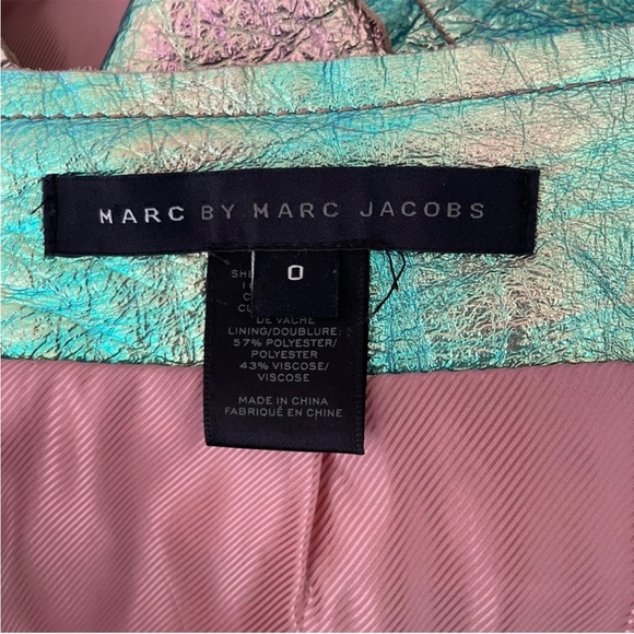 Marc by Marc Jacobs womens size 0 genuine leather mini skirt metallic watermelon - Picture 4 of 9